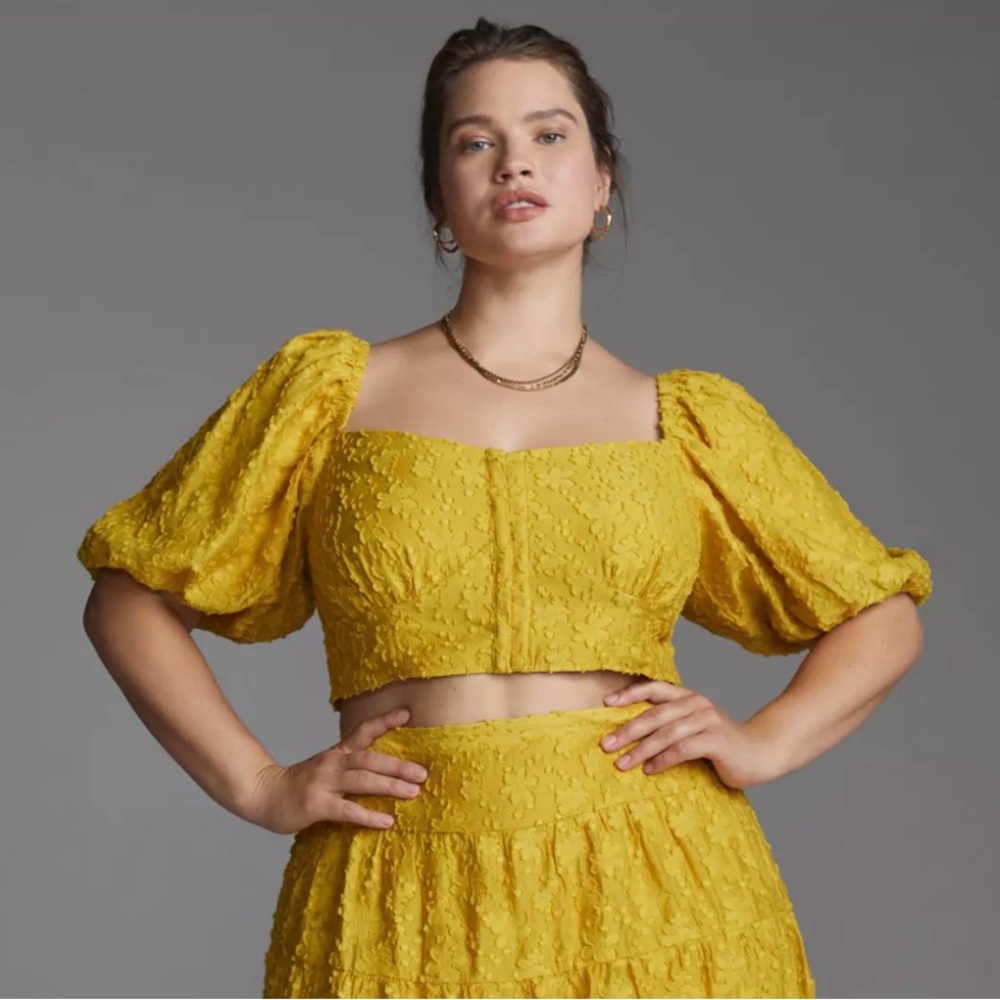 Anthropologie Yellow Crop Top